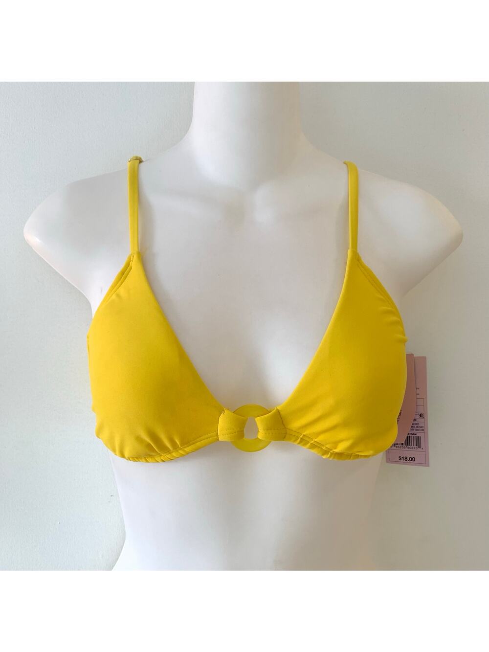 NWT Bright Yellow Triangle Bikini Top O Ring Size XS Wild Fable Beach Pool Retro